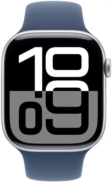 Apple Ceas inteligent - Watch S10 Cell, 46 mm, S/M, Carcasă Aluminiu Argintiu cu Curea Sport Denim