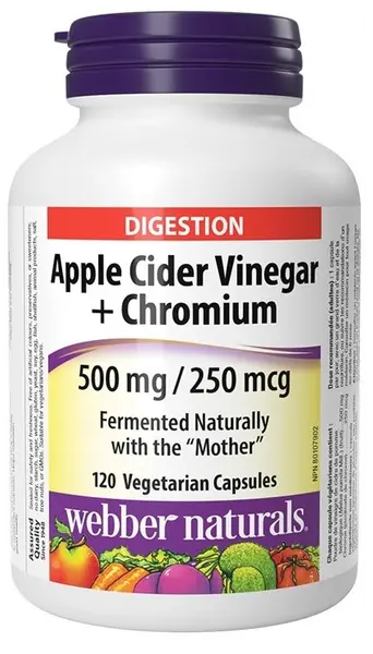 Apple cider vinegar + Chromium, 500 mg/250 mcg, 120 capsule, Webber Naturals