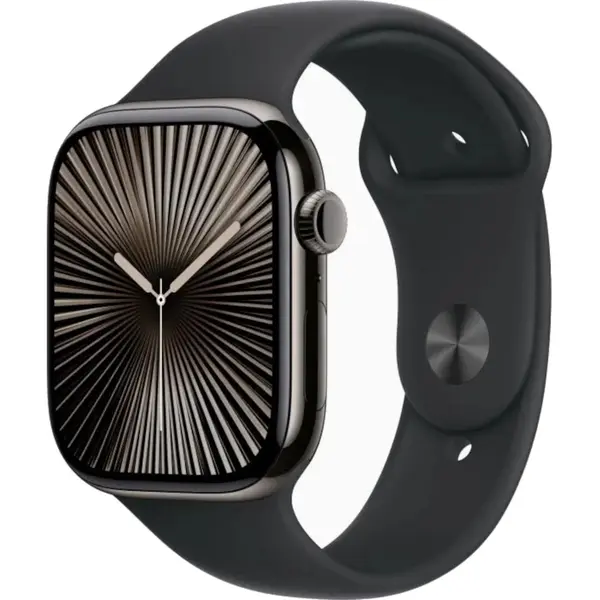 Apple Watch Seria 10, GPS + Cellular, 46 mm, Slate Titanium Case, Black Sport Band, M/L