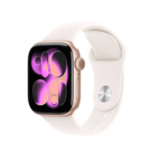 Apple Watch Series 11, GPS, 42mm, Rose Gold Aluminium Case, Light Blush Sport Band, S/M