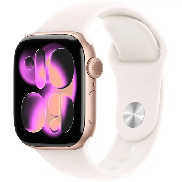 Apple Watch Series 11, GPS + Cellular, 42mm, Rose Gold Aluminium Case, Light Blush Sport Band, M/L