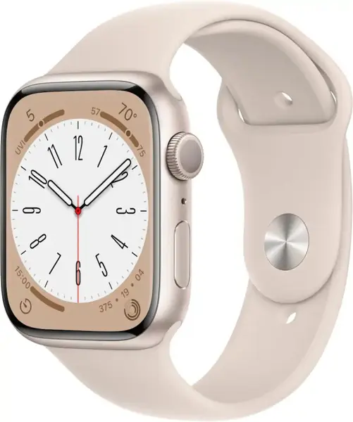 Apple Watch Series 8 GPS 45mm Aluminum Case with Starlight Sport Band - M L - Starlight
