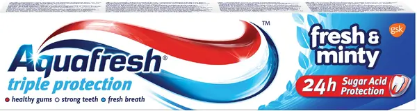 Aquafresh Triple Protection Pastă de dinţi Fresh & Minty, albastru, 50 ml