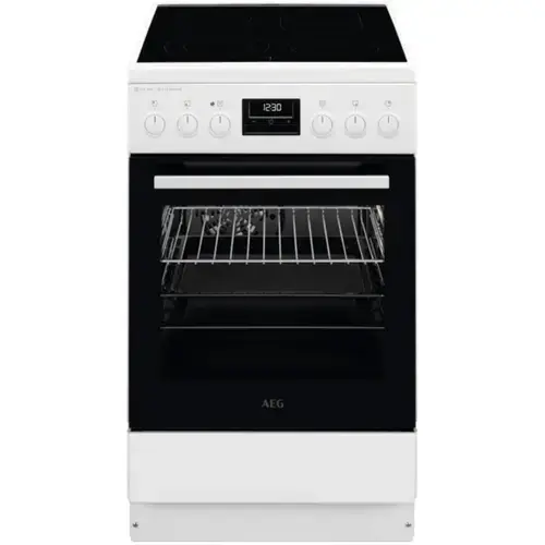Aragaz AEG CCB56491BW, Vitroceramica, 4 zone de gatit, SteamBake, AirFry, Timer cu display electronic, Grill, Clasa A, 50 cm (Alb)