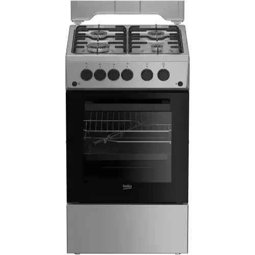 Aragaz Beko FSGT52110DXON, Gaz, 4 arzatoare, Aprindere electrica plita/cuptor, 50 cm (Inox)