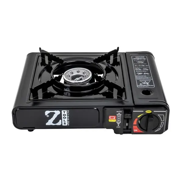 Aragaz Camping cu Aprindere Automata, Dubla Alimentare Doza Spray sau Gaz, Negru