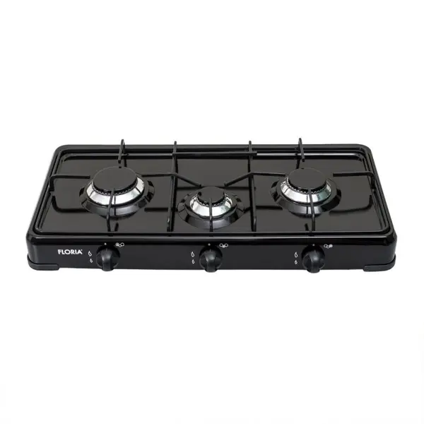 Aragaz cu 3 Ochiuri, 62 cm, Alimentare la Butelie, Negru