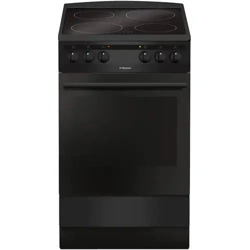 Aragaz Hansa FCCM58088, Plita vitroceramica, 4 zone de gatit, Electric, Grill, Indicator caldura reziduala, Clasa A, 50 cm, Negru