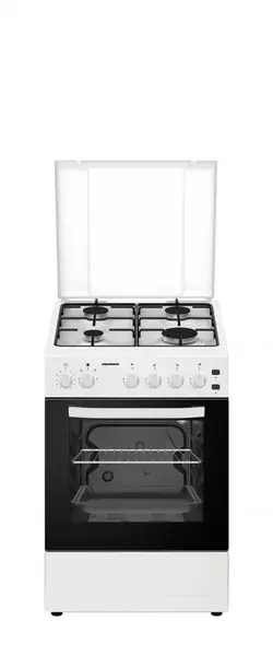 Aragaz Heinner HFSC-S50LITGWH, Gaz, 4 arzatoare, Aprindere electrica, Timer, Grill, Duze GPL, 50 cm (Alb)