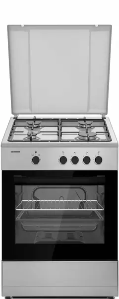 Aragaz HEINNER HFSC-SME66ISL, Gaz, 4 arzatoare, Aprindere electrica, 60x60 cm (Argintiu)