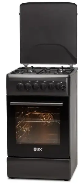 Aragaz LDK 5060 ECAI MAT BLACK RMV NG, Gaz, Cuptor electric, 4 Arzatoare, Siguranta, Aprindere electrica (Negru)