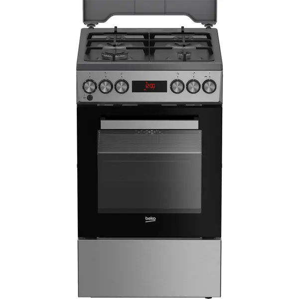 Aragaz mixt Beko FSM51331DXDTN, 4 arzatoare, Clasa A, Grill electric, 3D Cooking, Siguranta flacara, Culoare Inox