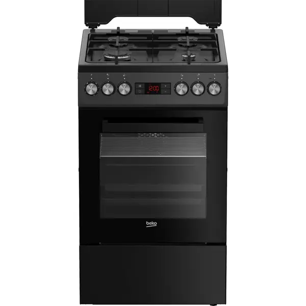 Aragaz mixt Beko FSM52330DAON, 4 arzatoare, Iluminare cuptor, Clasa A, Antracit