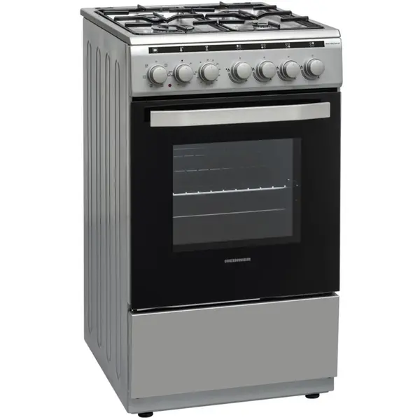 Aragaz mixt Heinner HFSC-V60LITGC-SL, 4 arzatoare, Argintiu, Clasa A