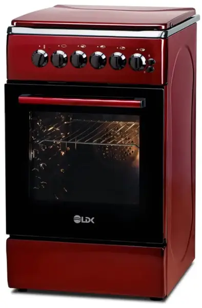 Aragaz mixt LDK 5060 ECAI BORDO RMV NG, Gaz, 4 Arzatoare, Aprindere electrica, Cuptor electric, 46 L, 60 cm (Bordo)