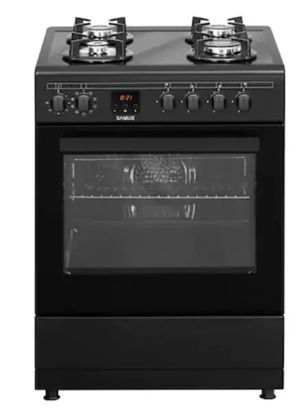 Aragaz mixt Samus SM665AENS ANTHRACIT, Gaz, 4 Arzatoare, Cuptor electric, 56 L, 59.8 cm (Antracit)