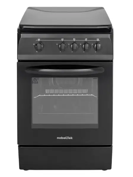 Aragaz NobelTek NLT 5601N/G1, Gaz, 4 arzatoare, Dispozitiv siguranta plita si cuptor (Negru)