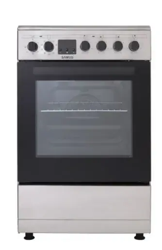 Aragaz Samus SM564VTE INOX, Electric,4 Zone de gatit vitroceramice, 56 L, 60 cm (Argintiu/Negru)