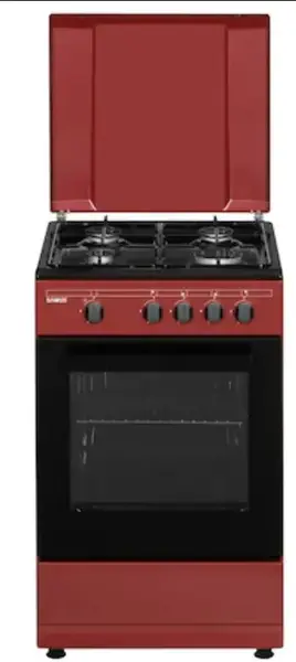 Aragaz Samus SM566APGS BURGUNDY/BLACK, Gaz, 4 Arzatoare, 49 L, 50 cm (Negru/Burgundy)