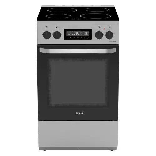 Aragaz Samus SM569VDE, Electric, 59 l, Timer, 4 zone de gatit vitroceramice, Touch control, 9000 W (Inox)