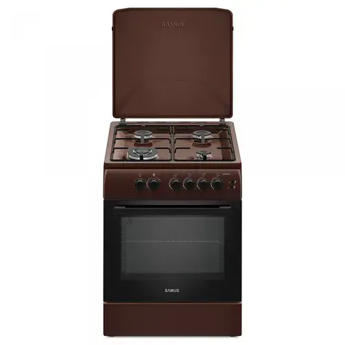 Aragaz Samus SM664MPGS, 4 arzatoare + cuptor pe gaz, Grill, Timer, Arzator WOK (Maro)