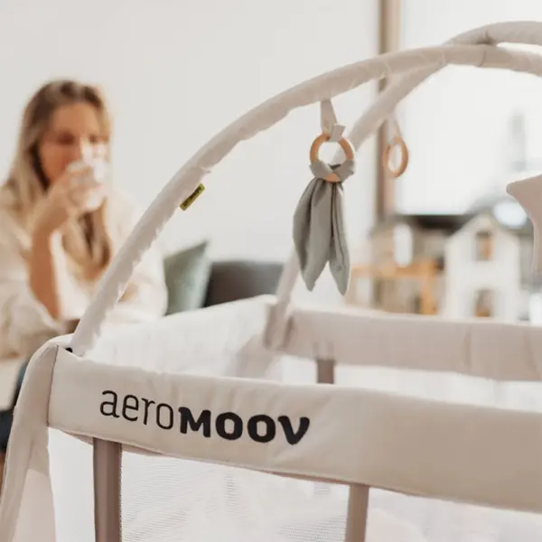 Arcada de jucarii pentru patut pliabil Aeromoov White Sand