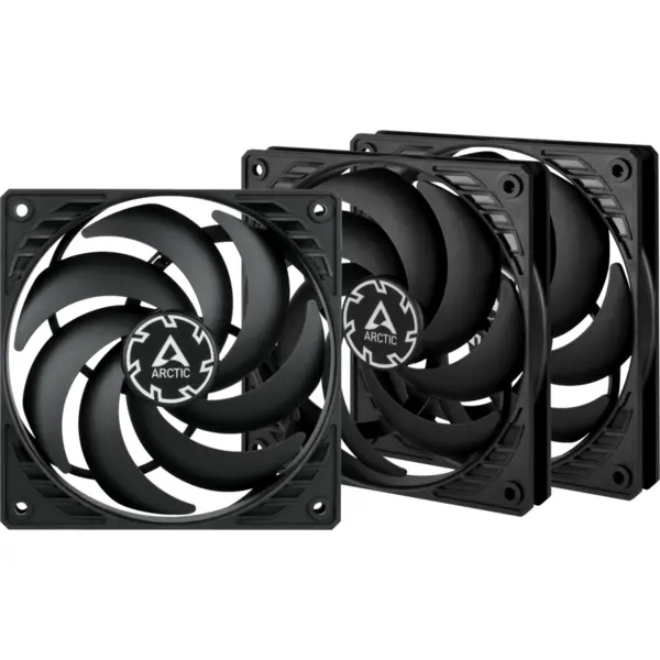 Arctic Ventilator ARCTIC P12 SLIM PWM PST, pachet 3 ventilatoare, Negru