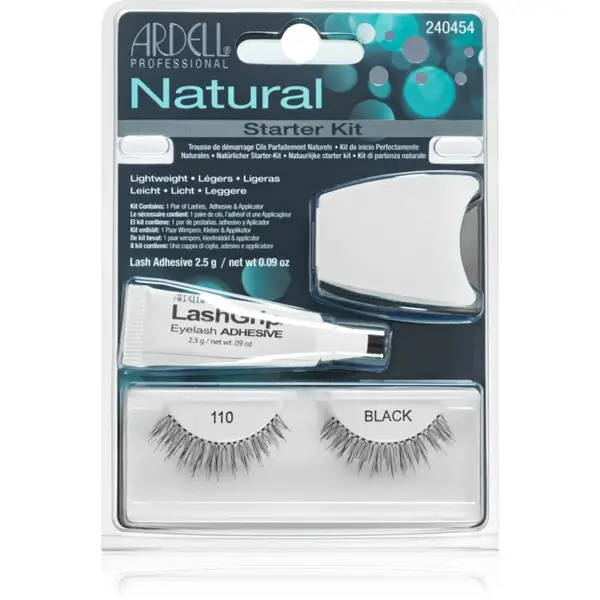 Ardell Natural Pentru fixarea genelor cu lipici 110 Black 4 buc