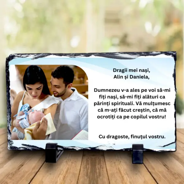 Ardezie cadou pentru nasii de botez