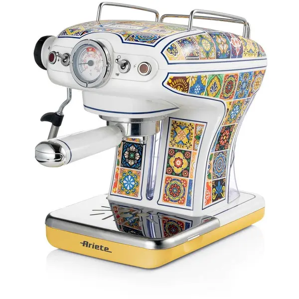 Ariete Espressor manual Ariete Vintage Positano 1389/1P, 850 W, Rezervor 0.9 l, 15 bari, Dizpozitiv de spumare, Multicolor