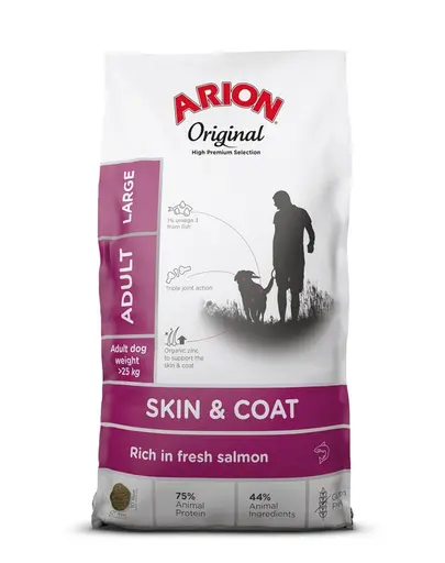 ARION Original Skin & Coat Adult Large Salmon Rice 12 kg caine adult talie mare, cu somon