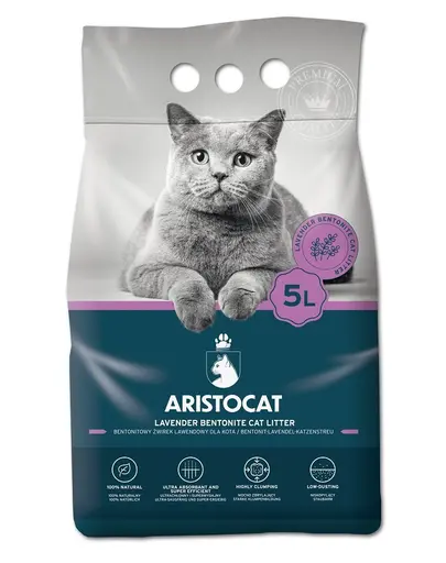 ARISTOCAT Bentonite Plus Nisip pentru litiera pisicilor, din bentonita cu lavanda 5 L