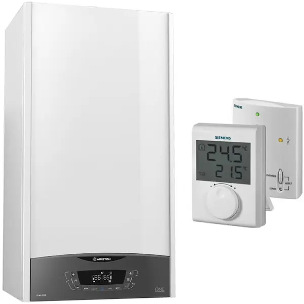 Ariston Centrala termica ARISTON Clas One in condensare 35 kW cu termostat SIEMENS wireless neprogramabil, kit evacuare inclus