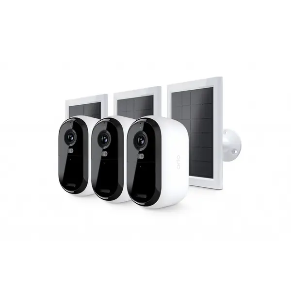 Arlo Set 3 camere de securitate pentru exterior Arlo VMK3350-100EUS Essential Gen.2, 2K, 3 incarcatoare solare (Alb)