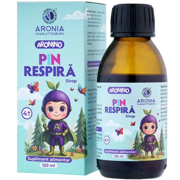Aronino Pin Respiră — sirop pentru copii, eficient împotriva tusei, durerilor în gât și respirației îngreunate