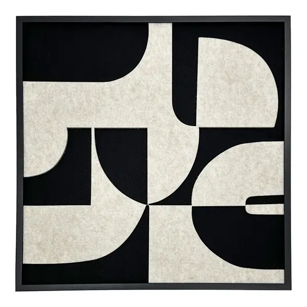 Arta de perete cu rama Jeire, alb-negru, lemn, 62x62 cm