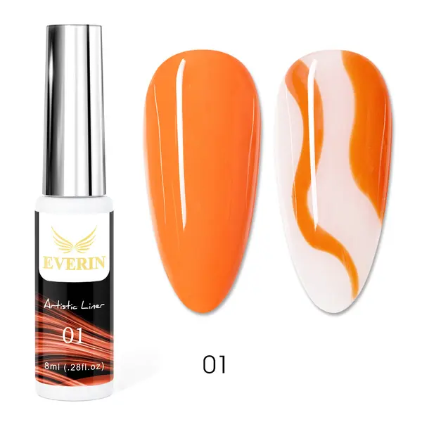 Artistic Liner Gel EVERIN 8ml – 01 | Gel liner portocaliu pentru linii fine și nail art profesional