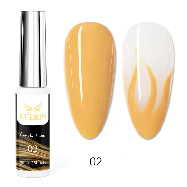 Artistic Liner Gel EVERIN 8ml – 02 | Gel liner galben muștar pentru designuri fine și contururi nail art