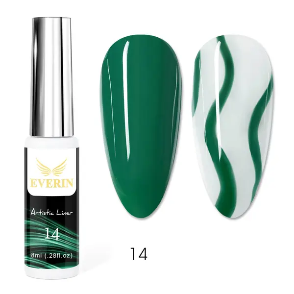 Artistic Liner Gel EVERIN 8ml – 14 | Gel liner verde smarald pentru contururi precise și designuri nail art