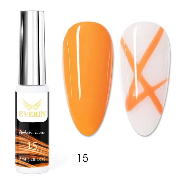 Artistic Liner Gel EVERIN 8ml – 15 | Gel liner portocaliu pentru nail art și contururi creative