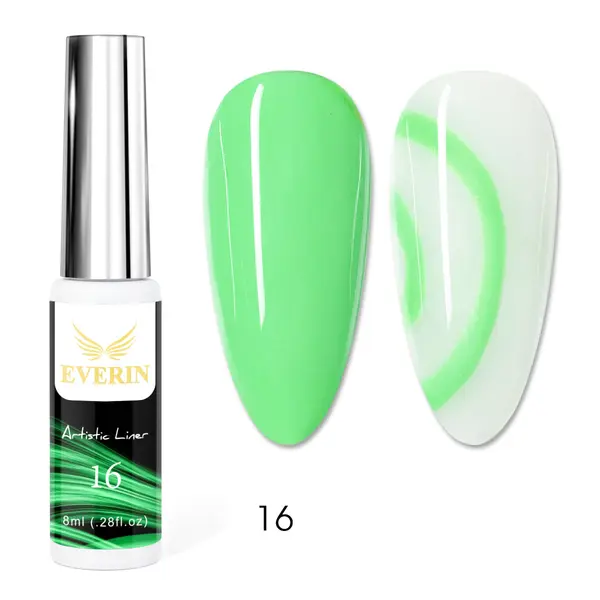 Artistic Liner Gel EVERIN 8ml – 16 | Gel liner verde lime pentru nail art vibrant și contururi precise