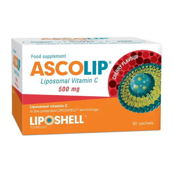 Ascolip vitamina C lipozomala cu aroma de cirese 500mg 30 plic Naturali Prod