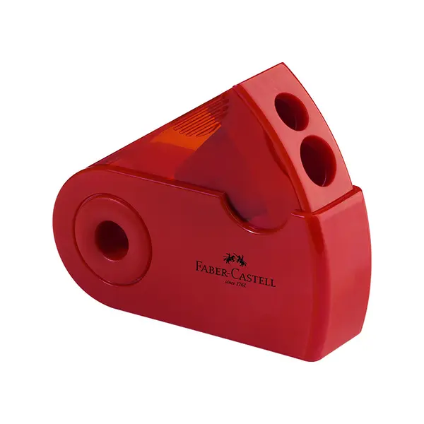 Ascutitoare dubla, cu rezervor, Faber-Castell Sleeve Rosie/Albastra