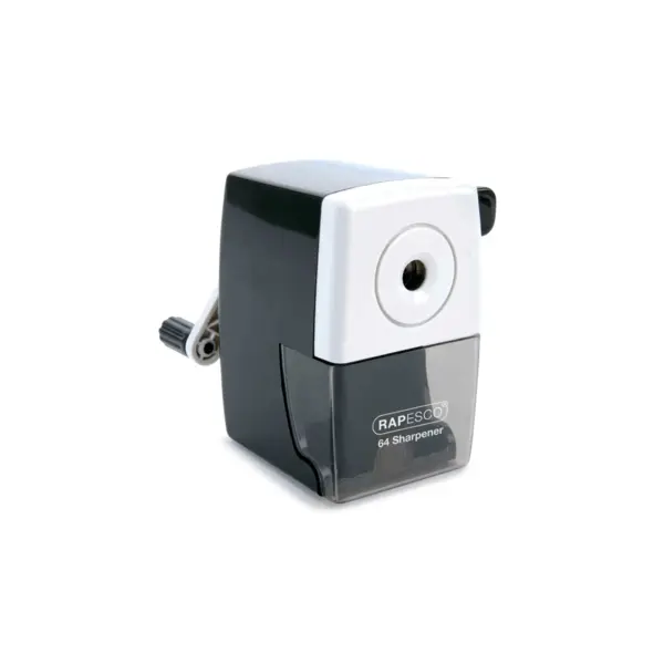 Ascutitoare mecanica Rapesco 64 cu manivela simpla si container Ascutitoare mecanica Rapesco 64 cu manivela simpla si container