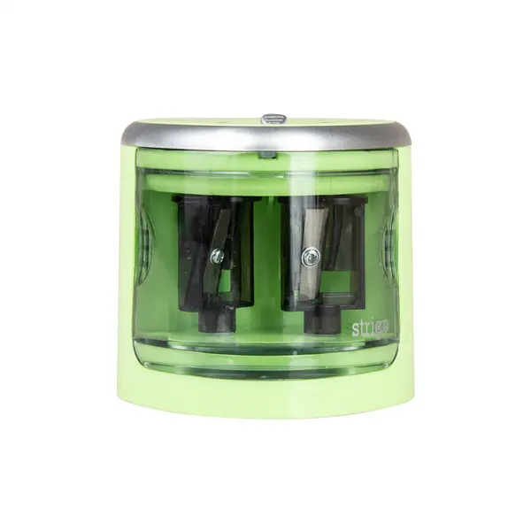Ascutitoare Strigo dubla electrica pentru creioane,alimentare 4 baterii AA neincluse,verde deschis