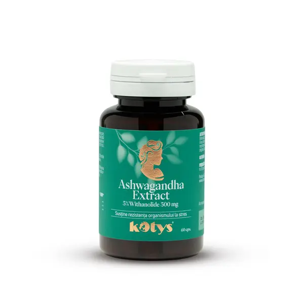 Ashwagandha Extract 500 mg -- 60 capsule pentru susținerea rezistenței organismului la stres, Kotys