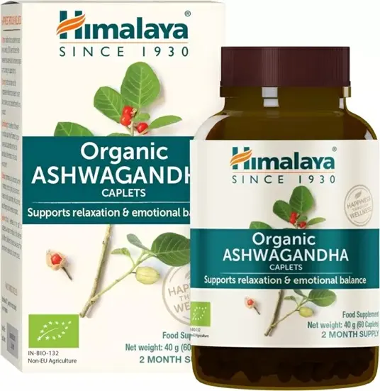 Ashwagandha organică pentru stres, 670 mg, 60 capsule, Himalaya