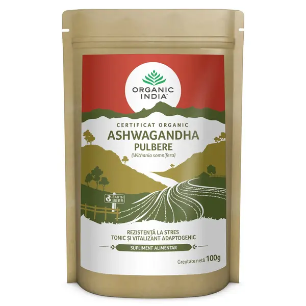 Ashwagandha Pulbere | Rezistenta la stres & Tonic Adaptogenic, eco, 100g, Organic India