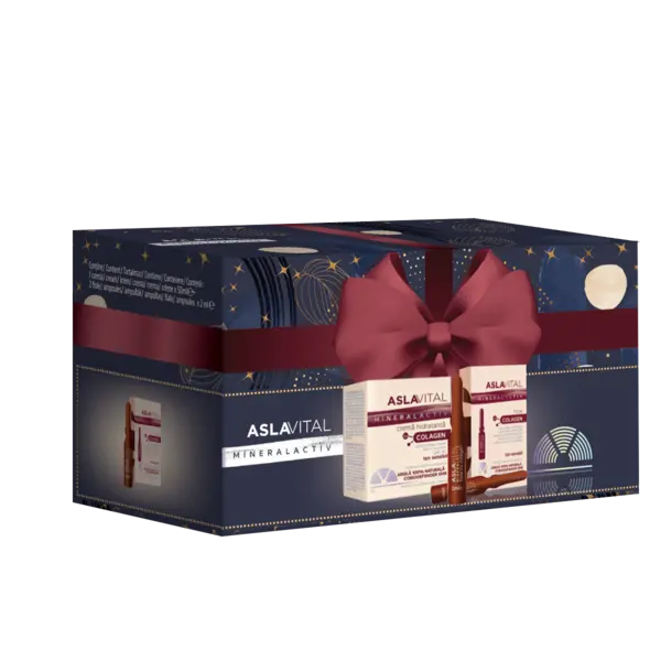 Aslavital caseta 44750 (Crema hidratanta fermitate colagen 50ml + Fiole filler extra fermitate 2ml X2 ) 1 pach. Farmec
