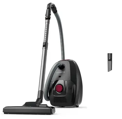 Aspirator cu sac Rowenta Green Force Max RO4933EA, 900W, 70% plastic reciclat, sac Hygiene+, lungime cablu 8.4m, recipient praf 4.5L, perie EasyBrush (Negru/Rosu)